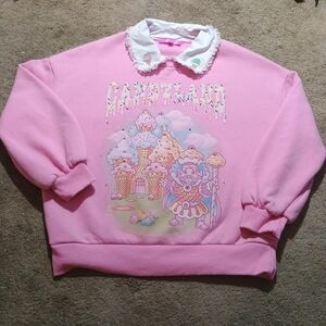 Dolls Kill Candyland Sweeter Kind King Castle Oversized Sweatshirt Pink Size S
